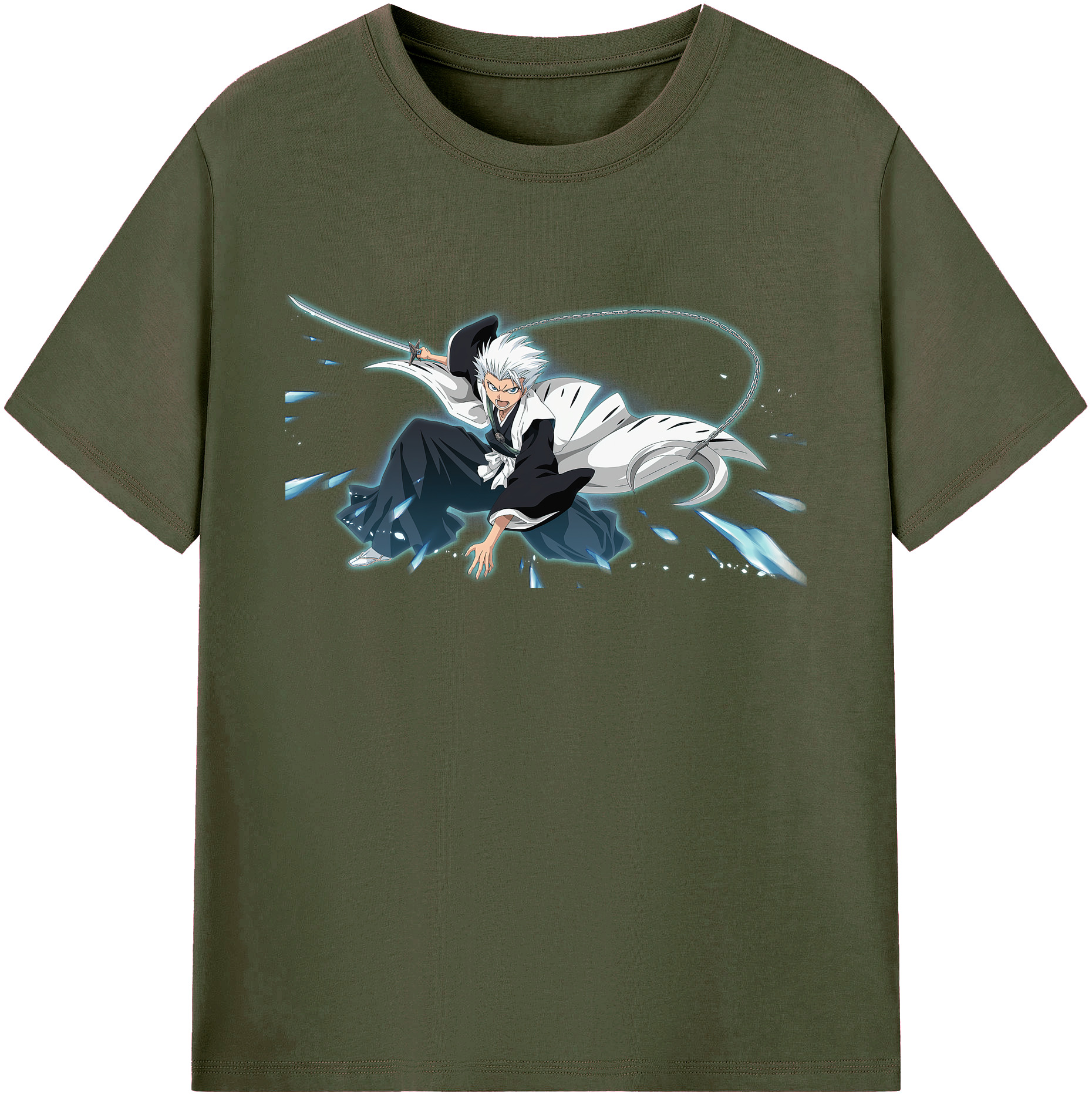 （画像用） ブリーチ 日番谷冬獅郎（ひつがや とうしろう） BLEACH Hitsugaya Toushirou 綿100％ メンズ半袖Tシャツ｜肌触りやわらか＆通気性